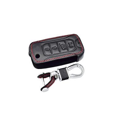 Imagem de Estojo de couro para chave de carro com 4 botões, adequado para Jeep Renegade Hard Steel 2016