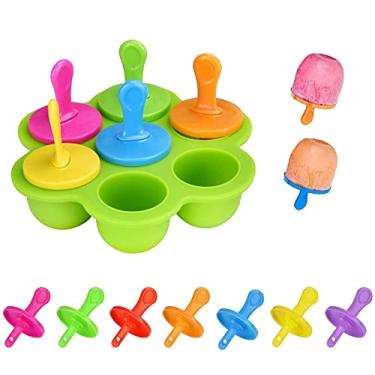 Imagem de Molde de Silicone Mini Picolé, Forma Sorvete Silicone Com Tampa Palitos, Mini Forma de Picolé, Verde