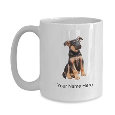 Imagem de Caneca de cão pastor alemão personalizada - Caneca de café para pastor alemão amantes de cães, ideia de amantes, crianças, meninos e meninas - Caneca de café de 425 g