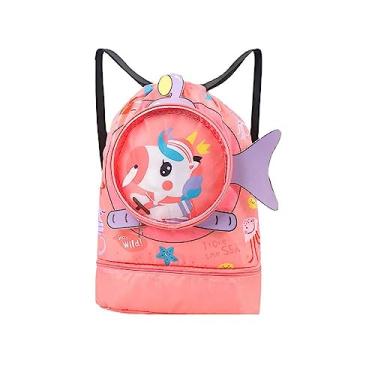 Imagem de Animal Fofo Mochila de Praia Mochila de Natação Ao Ar Livre Crianças Saco de Natação Meninas Mochila de Praia Mochila Molhado e Seco Natação Multicolor (L pequena besta)