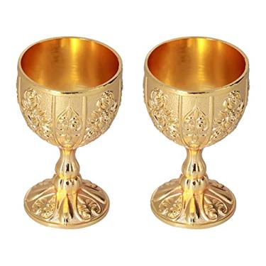 Imagem de Cálice Cálice 30ML Cálice de Vinho Elegante Taça Medieval, 2 Peças Cálice Europeu de Dourado retrô Vintage Ornamentos para Decoração de Viagem Coleção de Casa