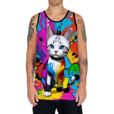 Imagem de Camiseta Regata Tshirt Gato Gatinho Pop Art Abstrata Hd 5 - Enjoy Shop