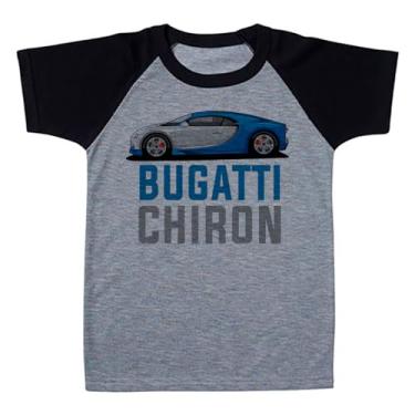 Imagem de Camiseta Raglan Infantil Cinza Carro Bugatti Prata Azul (BR, Numérico, 10, Regular, Polialgodão)