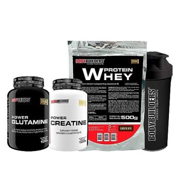 Imagem de Kit Whey Protein Chocolate 500g + Power Creatina 100g + Power Glutamina 100g + Coqueteleira - Bobybuilders