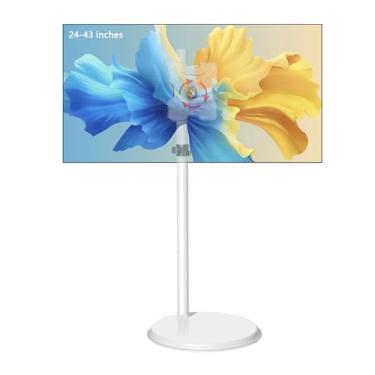 Imagem de Suporte para monitor de 24-55 polegadas, TV vertical branca pura, carrinho móvel montado no chão, quadro de elevação e rotação, cantilever pneumático (24-43 polegadas/suporte de chão)