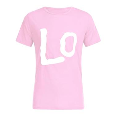Imagem de Camiseta Do Dia Dos Namorados Da Mulher Tee Print Trendy Print Para Casais Blush Versátil Da