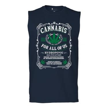 Imagem de Camiseta Cannabis for All Muscle 420 Weed Leaf Smoking Marijuana Legalize Pot Funny High Stoner Humor Pothead Masculina, Azul marinho, XXG