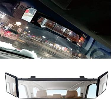 Imagem de Yohencin Espelho retrovisor de ângulo amplo de 15,2 polegadas espelho retrovisor panorâmico universal clipe no interior do carro espelho retrovisor curvo grande angular acessórios para eliminar pontos