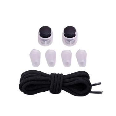 Imagem de Elastic Shoelaces With Lazy Lace Buckle Round Lock No Tie Shoelaces For Kids Rubber Lazy Shoelaces For Sneakers(Color:Black)