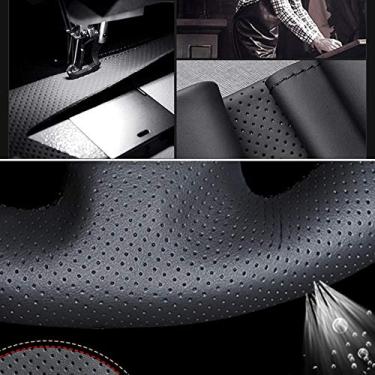 Imagem de MIVLA Cobertura do volante do carro Couro preto costurado à mão, adequado para Citroen Xsara Picasso 2003-2010 Peugeot Partner 2003-2008