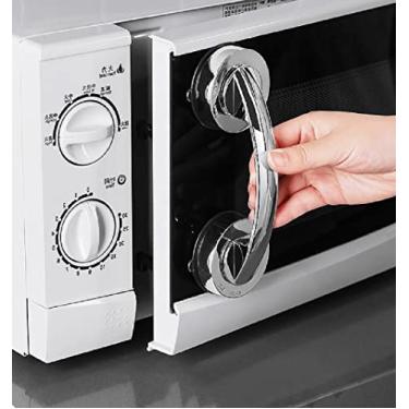 Imagem de Maçanetas grandes de vidro para portas e janelas, portas deslizantes de banheiro, armários, guarda-roupas, ventosas, alças que não marcam, alças de absorção não porosas (prata)