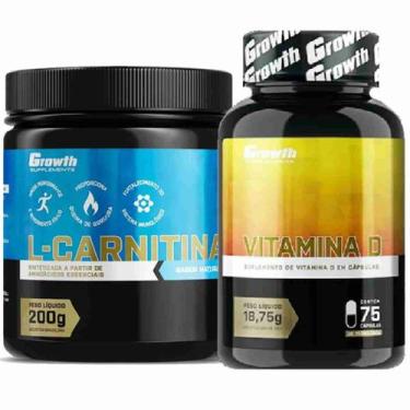 Imagem de L-Carnitina Em Pó 200G + Vitamina D 75 Caps Growth Supplements
