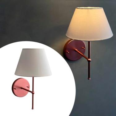 Imagem de Luminária de Parede Arandela Quarto Sala Cabeceira Com Cúpula Clássica de Tecido Algodão Revestida em Acetato Estrutura em Alumínio Tensão Bivolt TANGERINA (Rose Gold Cúpula Branca)
