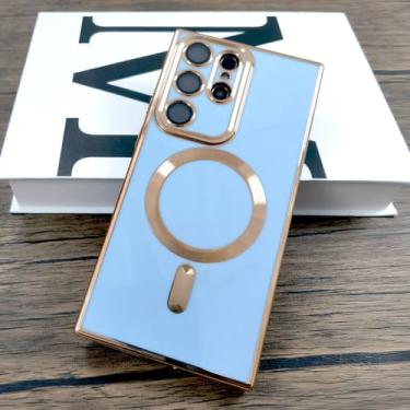 Imagem de Capa de silicone macio revestido para Samsung Galaxy S24 S23 S22 S21 Ultra Plus S 24 Carga sem fio com capa de lente de câmera, pico azul, para Samsung S22