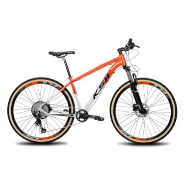 Imagem de Bicicleta Aro 29 MTB KSW XLT100 Em Aluminio 1x12v Hidraulica Relação Pedivela Coroa Unica Catraca K7 11/50 Dentes Garfo de Suspensão,17,Branco Laranja