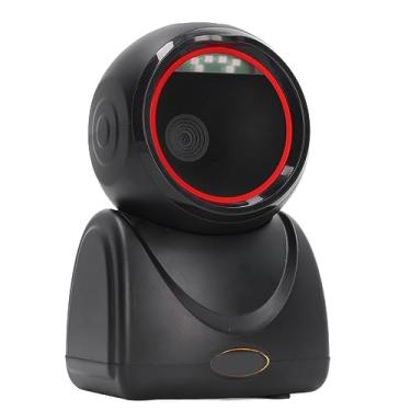 Imagem de Scanner de código de barras de mesa interface USB leitor de código de barras omnidirecional detecção automática 1D 2D dispositivo de digitalização QR mãos livres pegar códigos de barras de papel e celular ou computador