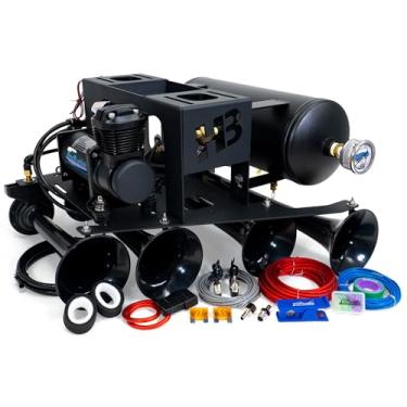 Imagem de Kit de buzina de trem de eliminação de pneu sobressalente especial 232 da Conductor's - 12 volts - Instalação potente e fácil - para caminhonetes de tamanho completo - Sistema de ar a bordo capaz