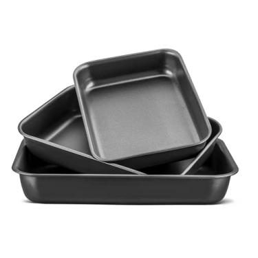 Imagem de MTA - Conjunto de Assadeiras com 3 Peças em Alumínio Antiaderente, Cor Grafite, Linha Cristal.