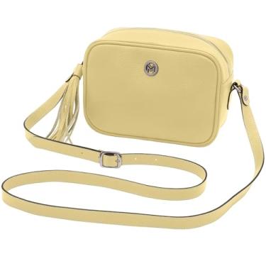 Imagem de Bolsa Transversal Feminina de Couro Bovino Legítimo c/Alça Ajustável Mariart Titânio (Manteiga)