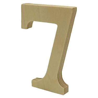 Imagem de Número 7 de madeira de 10 cm - cortado de madeira compensada de bétula báltica, este número de madeira de 10 cm é independente e pronto para pintar ou decorar. Para decoração de casa, placas de escritório ou decorações de festa.