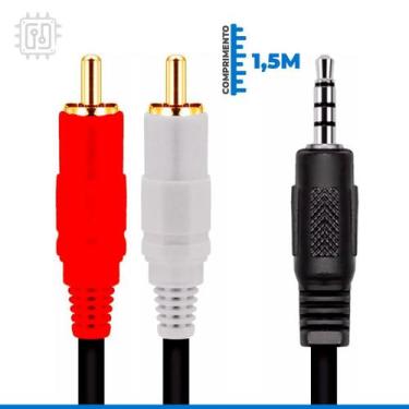 Imagem de Cabo Adaptador Áudio Auxiliar Rca P2 3,5mm Macho Som Estéreo - HIT