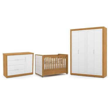 Imagem de Dormitório Tutto New 4 Portas, Cômoda 1 Porta e Berço com Capitonê - Matic Móveis