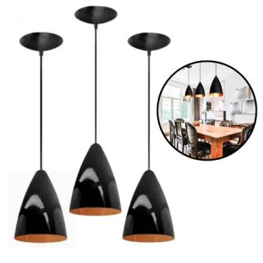Imagem de Kit 3 Luminarias Pendente de Teto Decoração Sala Cozinha Área Gourmet 
