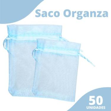Imagem de Saco Organza - Saquinho 9x12 Azul C/ 50 Para Lembrancinha - Nybc