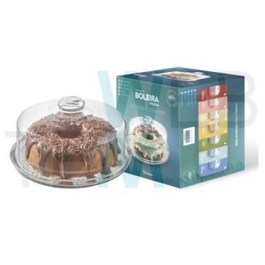 Imagem de Boleira de Vidro com Tampa Vitazza Prato 28cm para Bolo, Doce, Sobreme