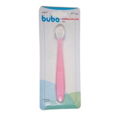 Imagem de Colher Infantil Anatomica em Silicone Rosa Buba 6141