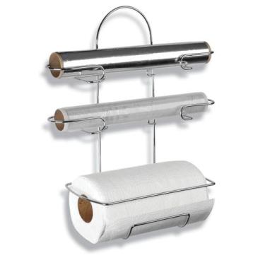 Imagem de Porta Rolo De Papel Toalha Luxo Triplo - Niquelart, Cinza, Aço cromado