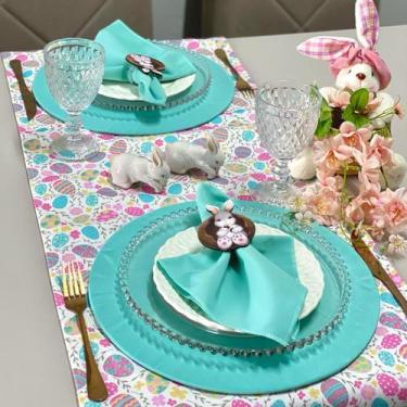 Imagem de Kit Mesa Posta Sousplat Completo Com Trilho de mesa Para Páscoa Colori