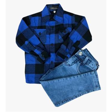 Imagem de Kit camisa flanela infantil e calça jeans 2 ao 16 - Maximus, Camisa az