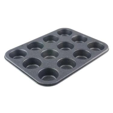 Imagem de Forma para 12 Cupcakes Mimo ASS23377 Retangular Aço Carbono Preto - Mi
