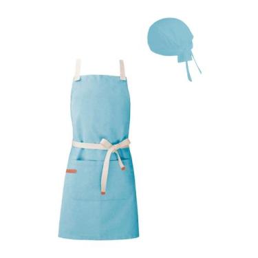 Imagem de Avental Azul e Bandana Algodao Cafeteria Confeitaria Cozinha - CASACHA