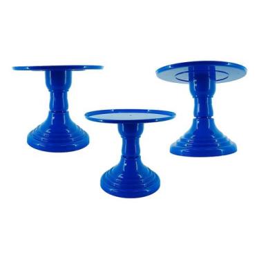 Imagem de Boleira de Plástico Suporte de Doce 23cm - Aliança, Azul Escuro