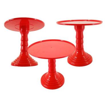 Imagem de Boleira de Plástico Suporte de Doce 28cm - Aliança, Vermelho