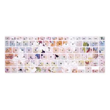 Imagem de WYGCH Capa de silicone para teclado ASUS VivoBook S14 S433 S435 M433 M413 X413 K413, VivoBook Flip 14, ZenBook 14 UX435 Q407IQ, 35.6 cm E410 L410 ZenBook 14 UX435EG Q44 07IQ, Flores cor de água rosa
