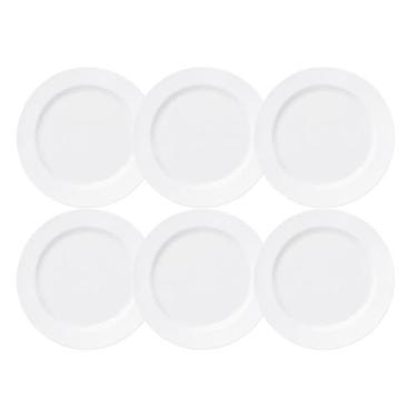 Imagem de Jogo 6 Pratos Rasos Capri 25cm Porcelana Branca Germer - Germer Porcel