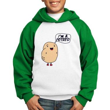Imagem de Moletom Infantil I'm A Potato - Foca na Moda, Branco, Verde, 8