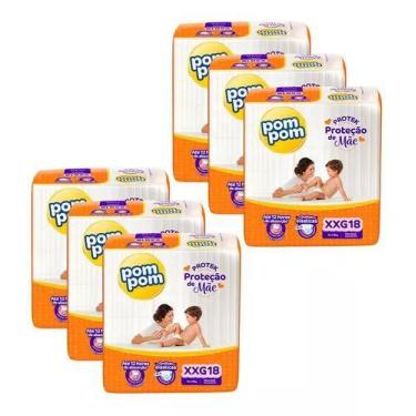 Imagem de KIT 6 FRALDAS POMPOM PROTEK PROTEÇÃO DE MÃE XXG / 18 = 108 un