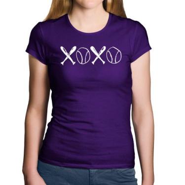Imagem de Baby Look Algodão Xoxo Baseball - Foca na Moda, Roxo, M