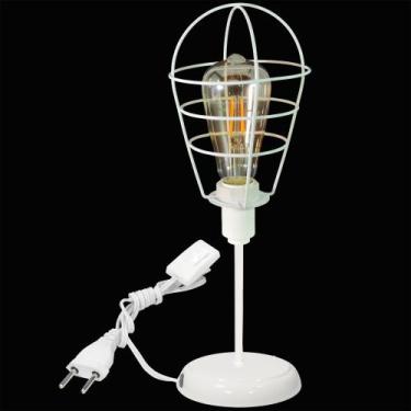 Imagem de Luminária Mesa Abajur Clássico Aramado Lamp Branco P/LED - Jota Ilumin