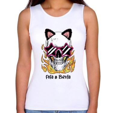 Imagem de Regata Feminina Fofa & Bruta - Foca na Moda, Branco, P