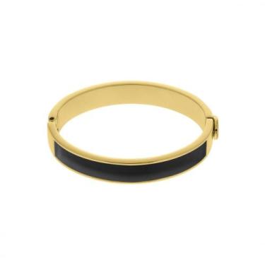 Imagem de Bracelete Minimalista Elegante Liso Dourado - GEMERSON BIJOUX, Preto g