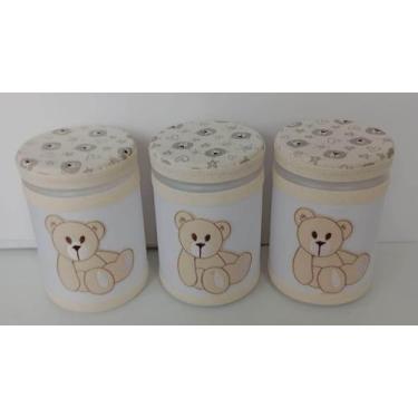 Imagem de Kit Decorativo de Pote Infantil Bichos, com 3 potes. - Laços Elias, Ur