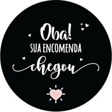 Imagem de 140 Etiquetas Adesivas 'OBA SUA ENCOMENDA CHEGOU' - 3,5x3,5cm - MIMOS 