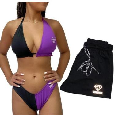 Imagem de Biquíni Com Bojo Cortininha + Short Gringas Model, Único 36-42, Roxo