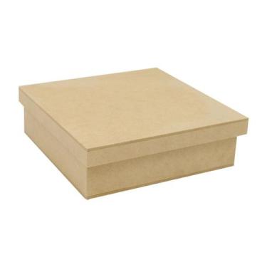 Imagem de Kit 5 Caixa Quadrada Tampa Sapato 28x28x8 Mdf Madeira - ATACADÃO DO AR
