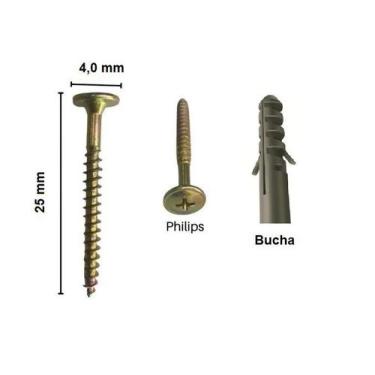 Imagem de Caixa 50 Parafusos Bicromatizado Philips 4,0 X 25 com Bucha Jomarca